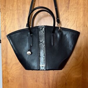 Brahmin Black Tote with Snake Print Accent